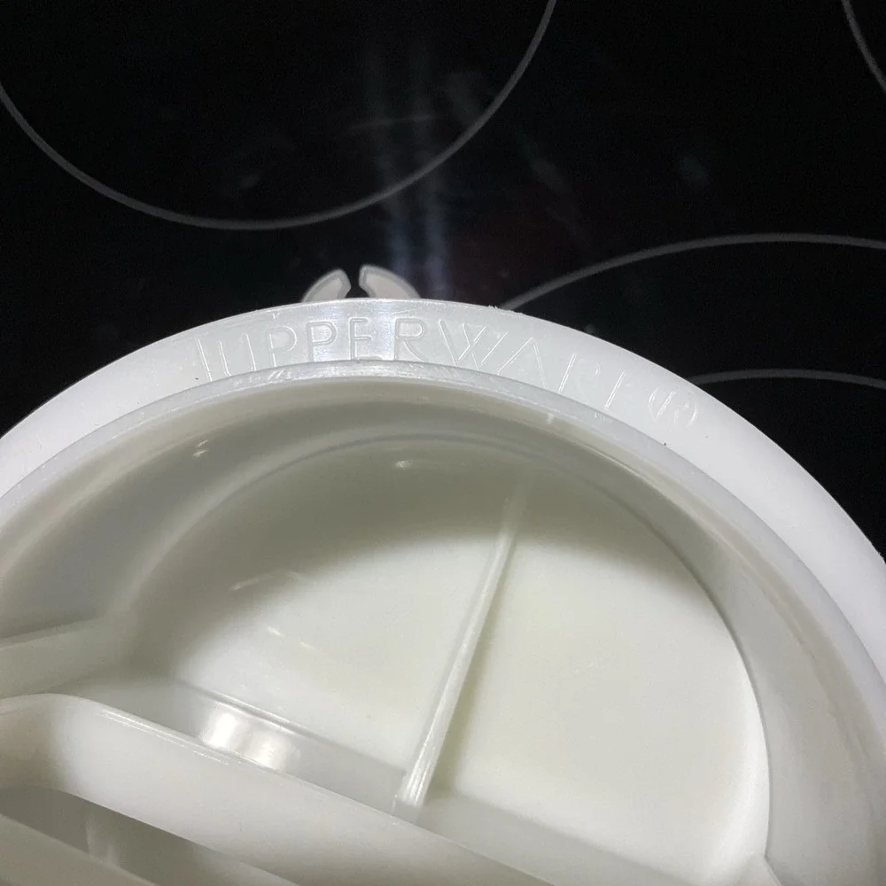 TUPPERWARE 4 inch 1/4 lb Hamburger Burger Press 882 884 lid Seal 6 Keepers